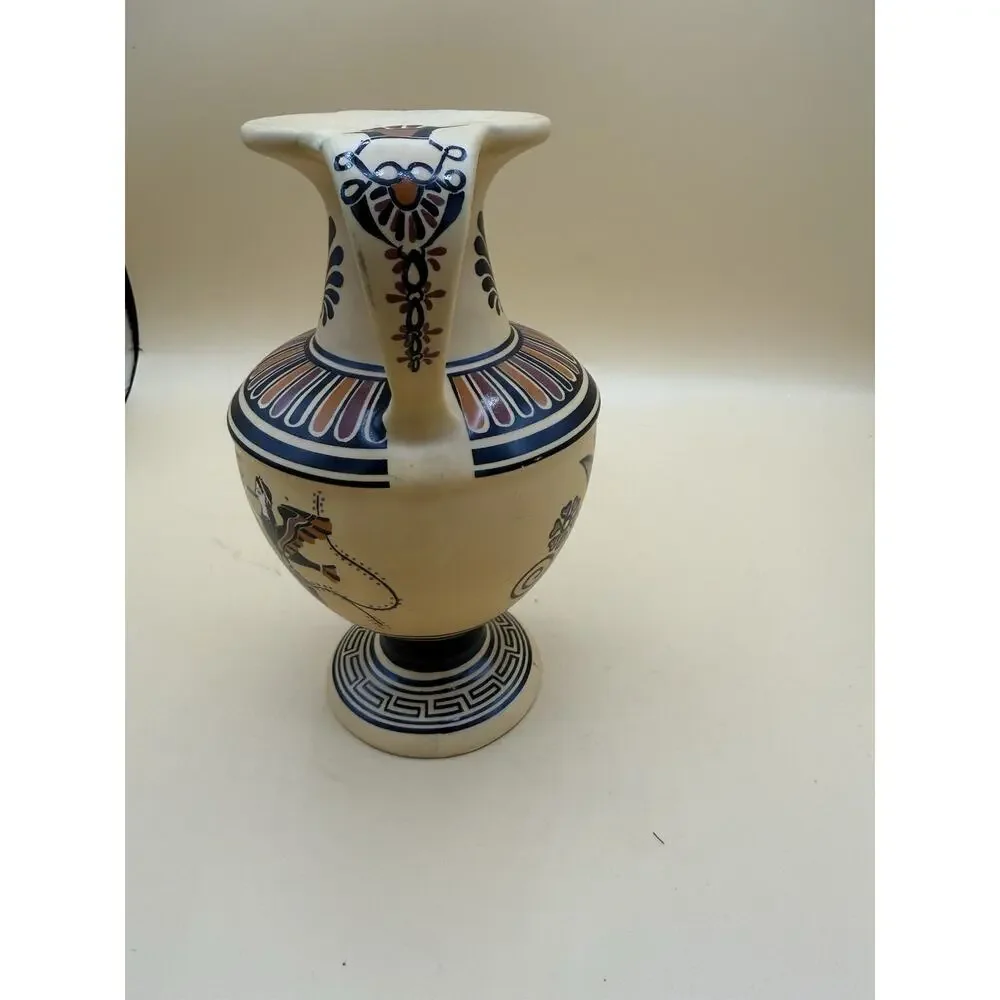 Vintage Handmade Greek Pottery Amphora Vase Ulysses Sirens British Museum 8”
